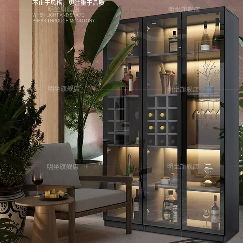 Glass Door Wine Cabinet Modern Simple Living Room Home Light Luxury Dining Side Cabinet Restaurant Meuble Vin Bar Furniture