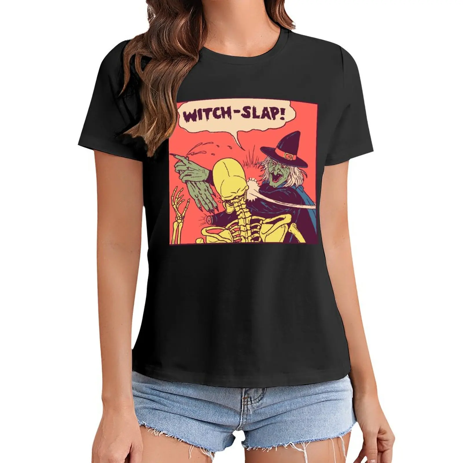 

Witch-Slap T-Shirt blacks Short sleeve tee korean Women's clothes