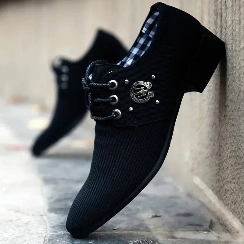 Mens Canvas Derby Shoes Dress Shoes Wedding Casual Flats Formal Footwear Mixcolor Loafers