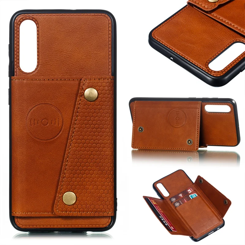 Premium PU Leather Wallet Shockproof Case with Magnetic Car Holder and Stand Feature