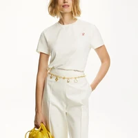 CHCH Women T-Shirts Short Sleeved Tees Casual New White Tops Women's Tee Embroidery Fashion Ladies Cotton Shirts Women Tees Tops - Image 3