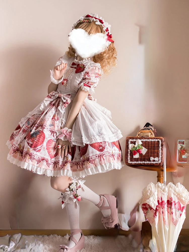 Japanese Women Lolita Jsk Party Dress Strawberry  Lolita Dress Kawaii  Strawberry - Lolita Collection - Aliexpress