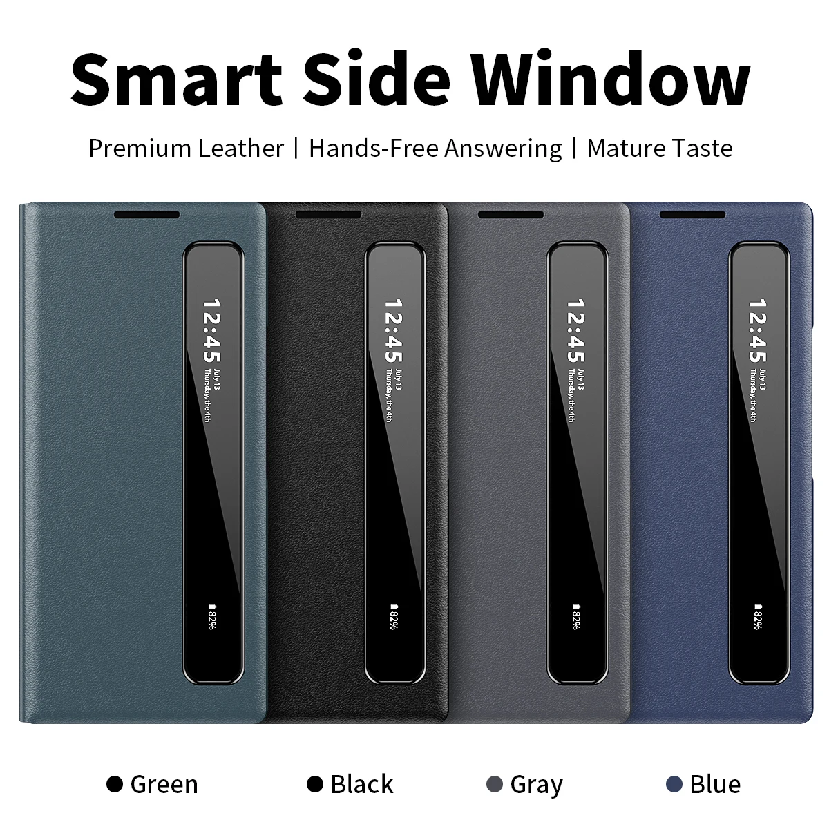 Luxury Smart Leather Flip Case with Window View and Stand - Shockproof Protective Cover