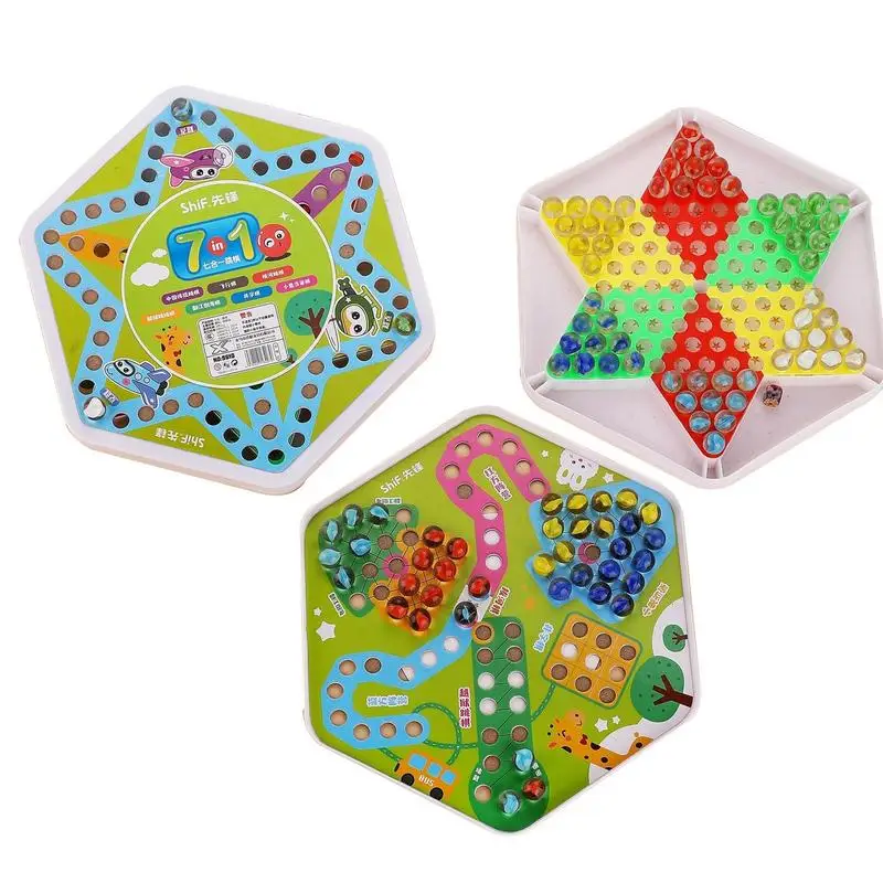 

Flying Chess Game 7-in-1 Board Game Chinese Peg Board For Kids Educational Toys Puzzles Game For Adult Fun And Challenging