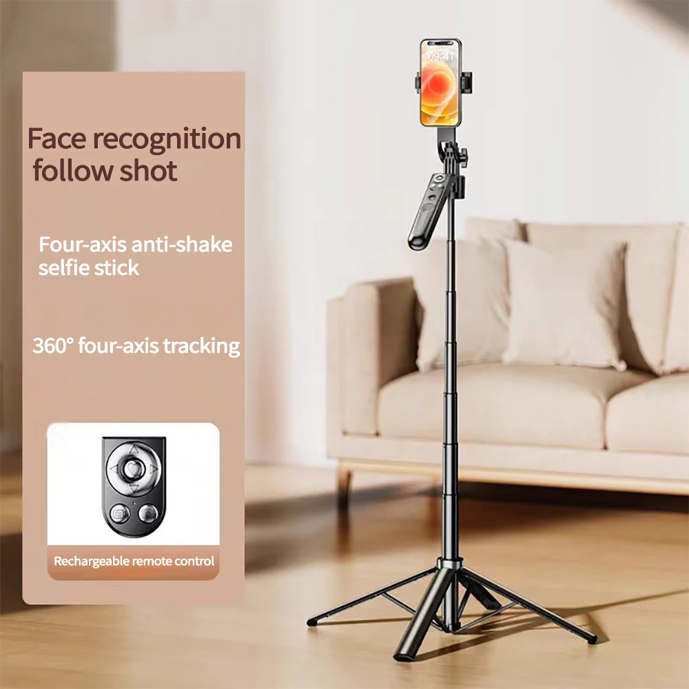 70.8inch AI face Automatic Tracking Mobile Phone Selfie Stick Adjustable Extension Pole Tripod Mounted Universal Frame
