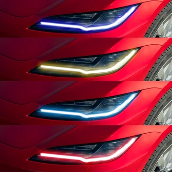 Tesla Model 3 2024 LED Headlight Upgrade – Yellow, Blue, Ice, Red DRL Daytime Running Light Boards