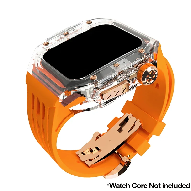 Elegant Enhancement Kit: Transparent Case & Rubber Strap