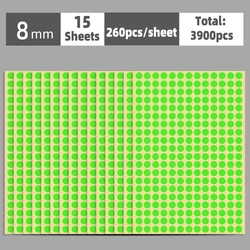 Colorful Multi-Size Self-Adhesive Dot Label Stickers - 15 Sheets for Versatile Organization and Decoration (Green)