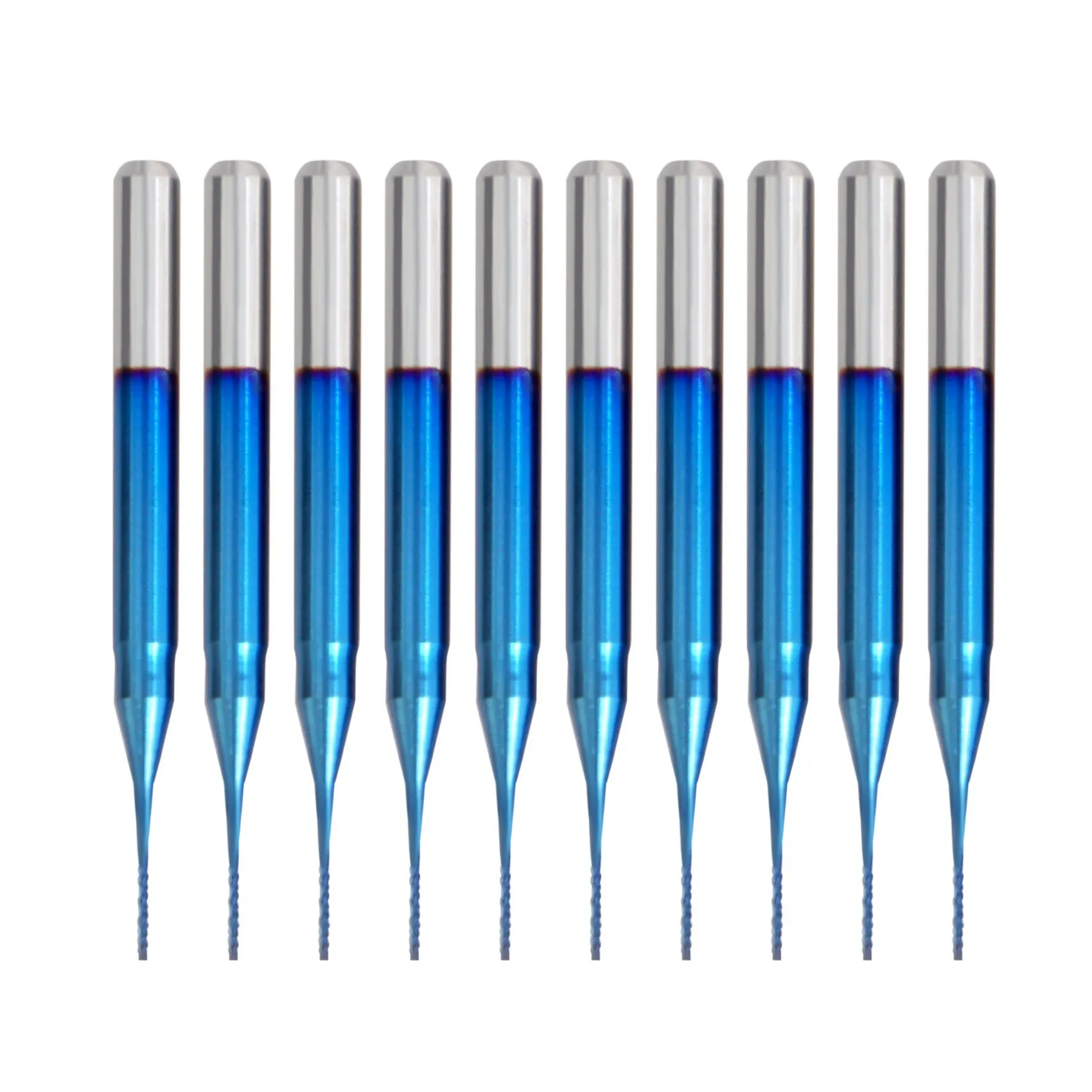

10Pcs 0.6mm Carbide End Mill Cutter,Super Nano Blue Coated Milling Cutter Engraving Milling Cutter Bits,1/8 inch Shank