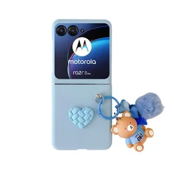 Sleek and Durable Shockproof Case with Keychain - Cute, Skin-Friendly Hard Back Cover for Razr 40 (Blue)