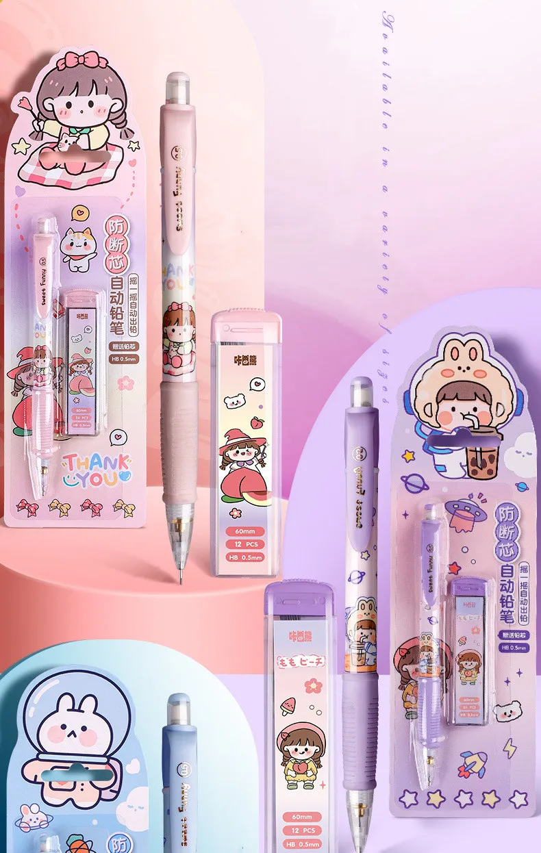 CRAYON GRAPHITE,A1Presse crayon à dessin animé 0.5mm, ensemble de