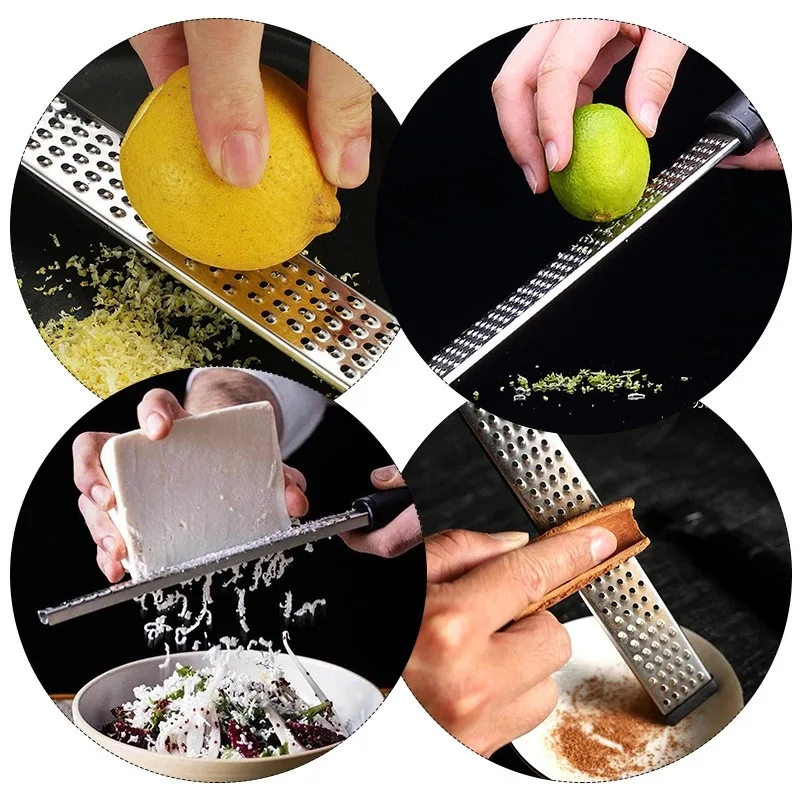 Stainless Steel kitchen Fruit Vegetable Tool Lemon Zester Cheese And Spice Grater Peeling Stripping machine With Non-Slip Handle