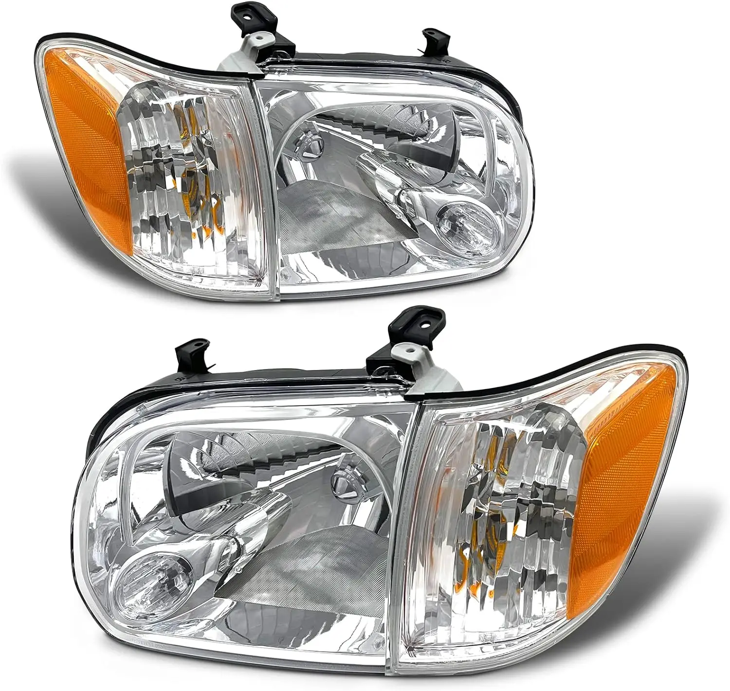 

Headlight Assembly for 2005-2006 Toyota Tundra Double/Crew Cab and 2005-2007 Sequoia Headlamp Replacement - Chrome Housing