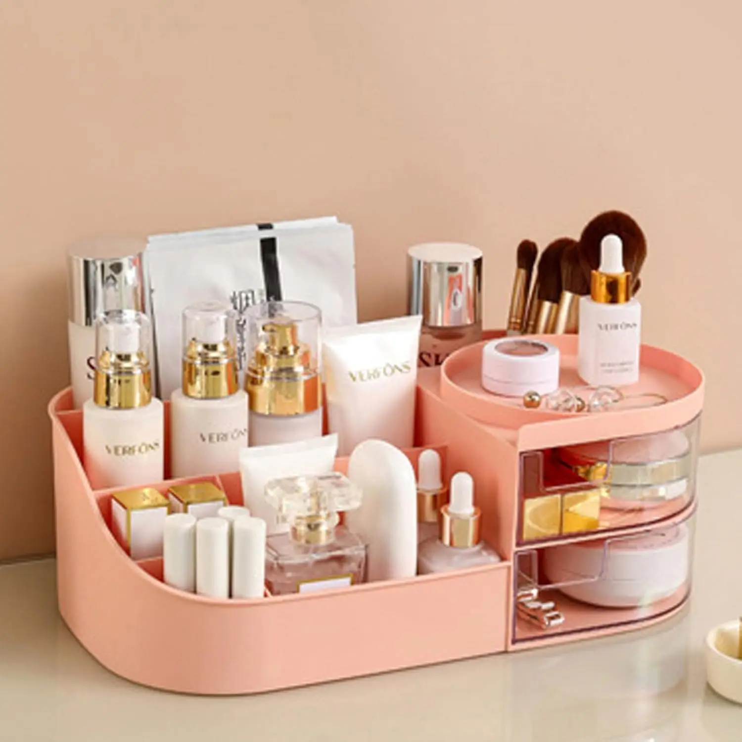Large Capacity Cosmetic Storage Box Makeup Drawer Organizer Jewelry Nail Polish Makeup Container Desktop Sundries Storage Box 4