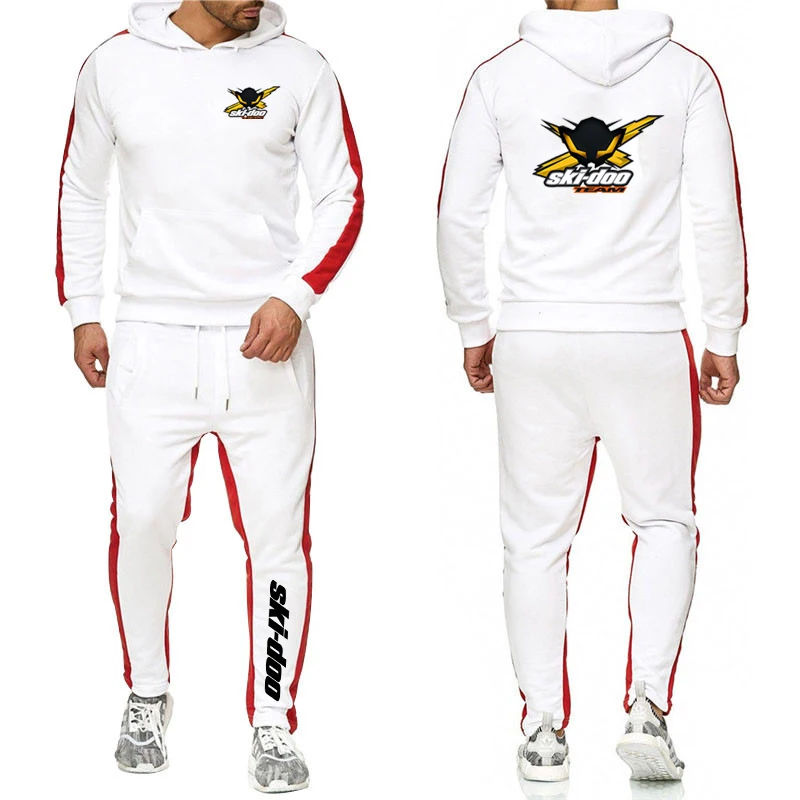 2024 Spring and Autumn New Printing Men Ski Doo Can-am Breathable Outdoor + Pants Sports Casual Solid Color Zipper Set 2