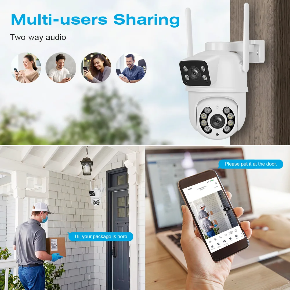 4K 8MP Outdoor PTZ Wifi Camera Dual Lens Dual Screens with AI Human Detection Wireless CCTV Security IP Camera Eoolii 2