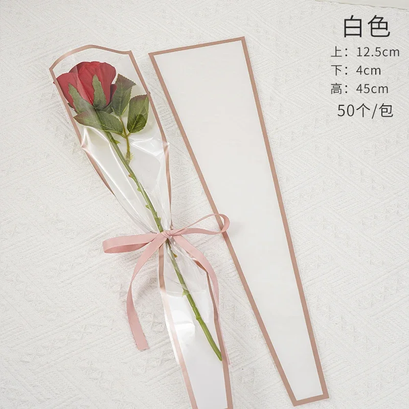 Whaline 100Pcs Single Flower Sleeves 5 Colors Plastic Floral Wrapping Bags Flower...
