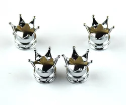 4 - Piece Premium Crown Wheel Valve Caps - Dustproof & Waterproof Tire Rim Covers (Silver)