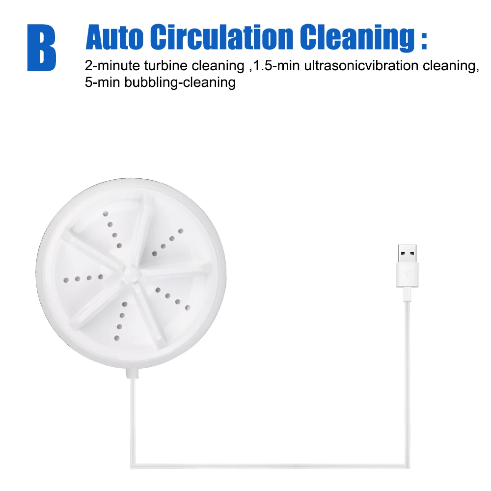 With USB Cable Mini Ultrasonic Washer Washing Machine Removes Dirt Washer Clothing Cleaning
