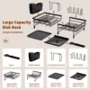 Expandable Dish drying rack Kitchen countertop tablewares storage rack Multifuctional Drained board Sturdy Black 5