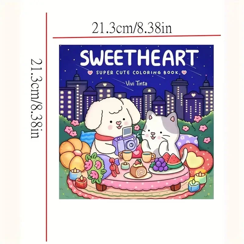 1pc Sweetheart Cute Animal Coloring Book, Stress Relief Emotional Release, Perfect Gift for Valentine'S Day, Christmas, New Year 2