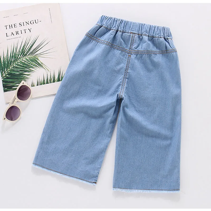 Cotton Pants Kids Denim Jeans Girls Jeans Summer Embroidered