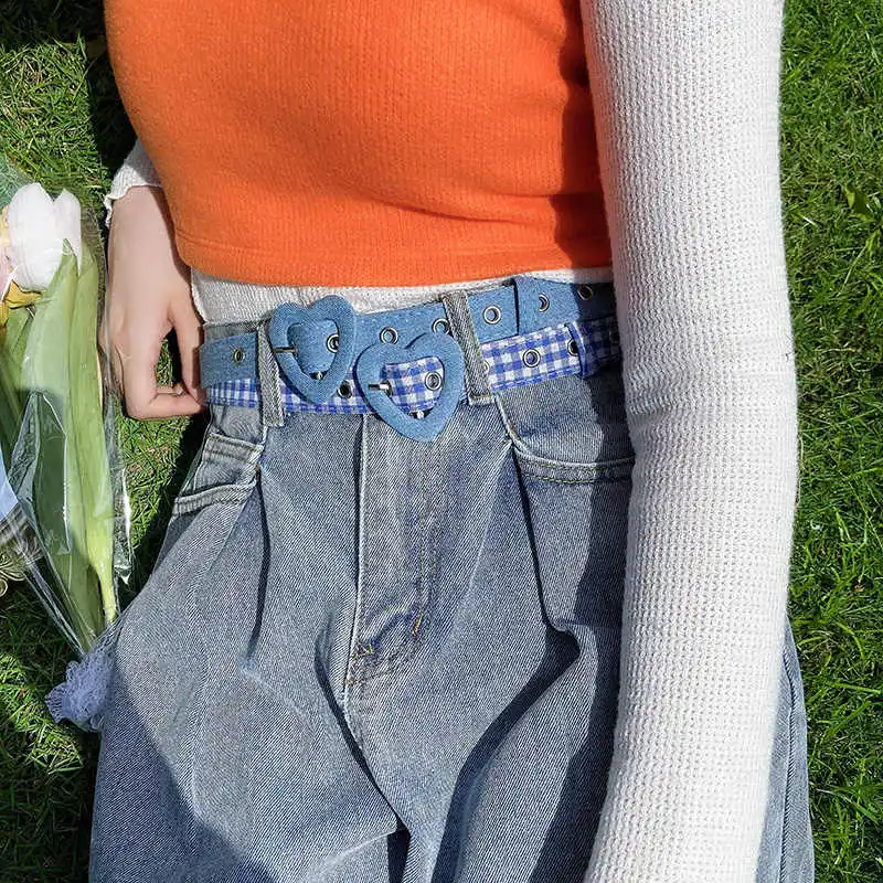 Love Belt Women Summer New Korean Style Decorative Denim Jeans Belt Student Fashion Multifunctional Ins Style