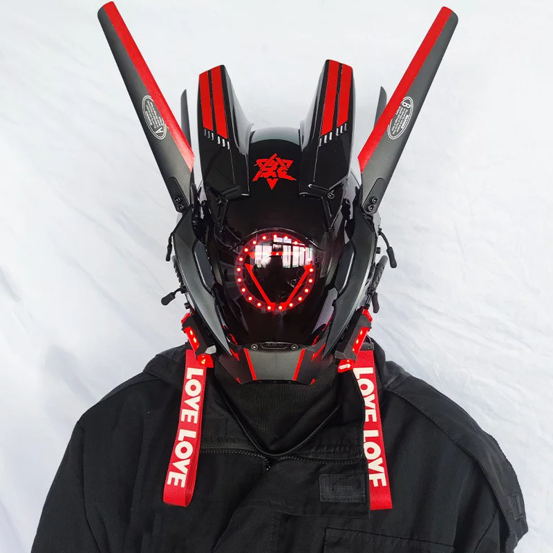 Cyberpunk Helmet Techwear Robot Mask With LED Light Shinobi