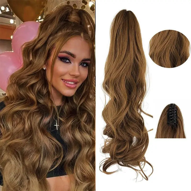 

Dreamy Wavy Ponytail Hair Extensions With Clip DIY in Hairpiece Ponytail Hair Extensions Long Pony Tail Synthetic for Women