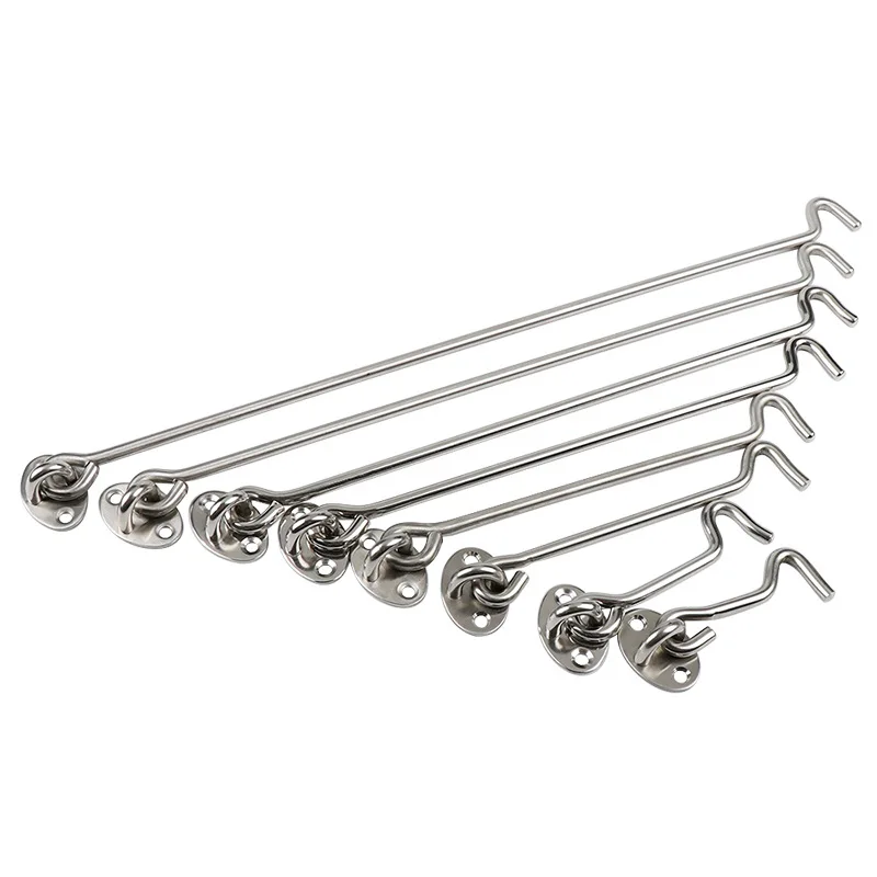 2 Ganci Per Porta In Acciaio Inossidabile - Chiusura A Gancio Per Cabina, Fienile, Garage 10cm - Foto 7