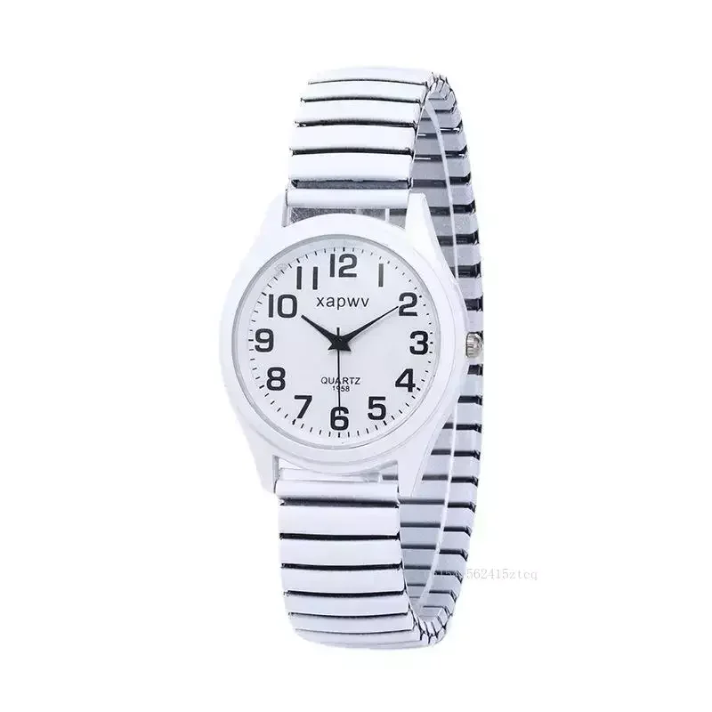 1pc Vintage Watches Women Men Creative Black and White Stainless Steel Elastic Band Watch Retro Elderly Couple Bracelet Watch women watches electronic watch