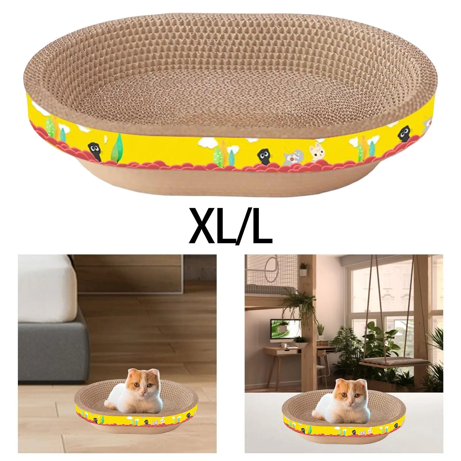 Pet Cat Scratcher Oval Corrugated Cat Scratch Kitty Recycle Board Cat Scratcher Pad Nest Pet Cat Scratcher Oval Corrugated Cat Scratch Kitty Recycle Board Cat Scratcher Pad Nest