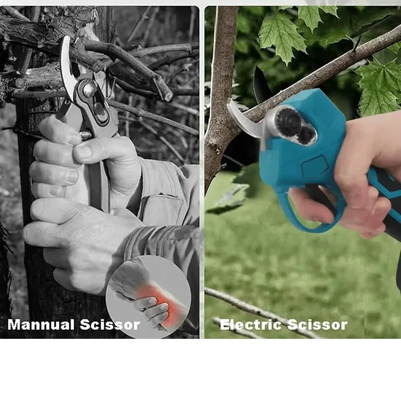 Electric Pruning Shears Cordless Tree Branch Pruner Garden Scissors Yard Trimming Gardening