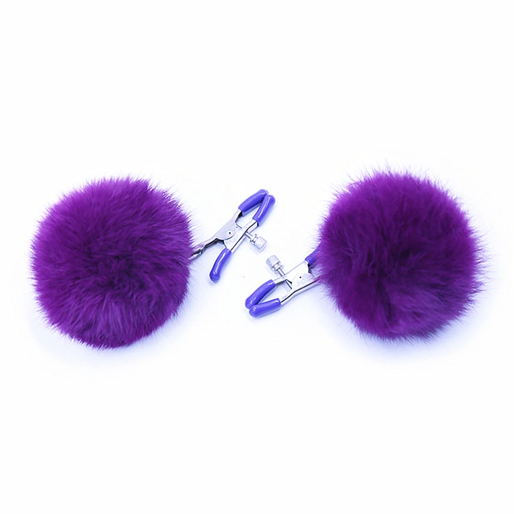 Fur Furry Ball Nipple Clips Adjustable Clamps Metal Breast Flirting Erotic Accessories Women Couples BDSM Bondage Game Sex Toys