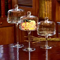 High Legged Transparent Glass Container European Modern Large Cake and Dessert Storage Jars with Lid Wedding Decoration Ornament 1
