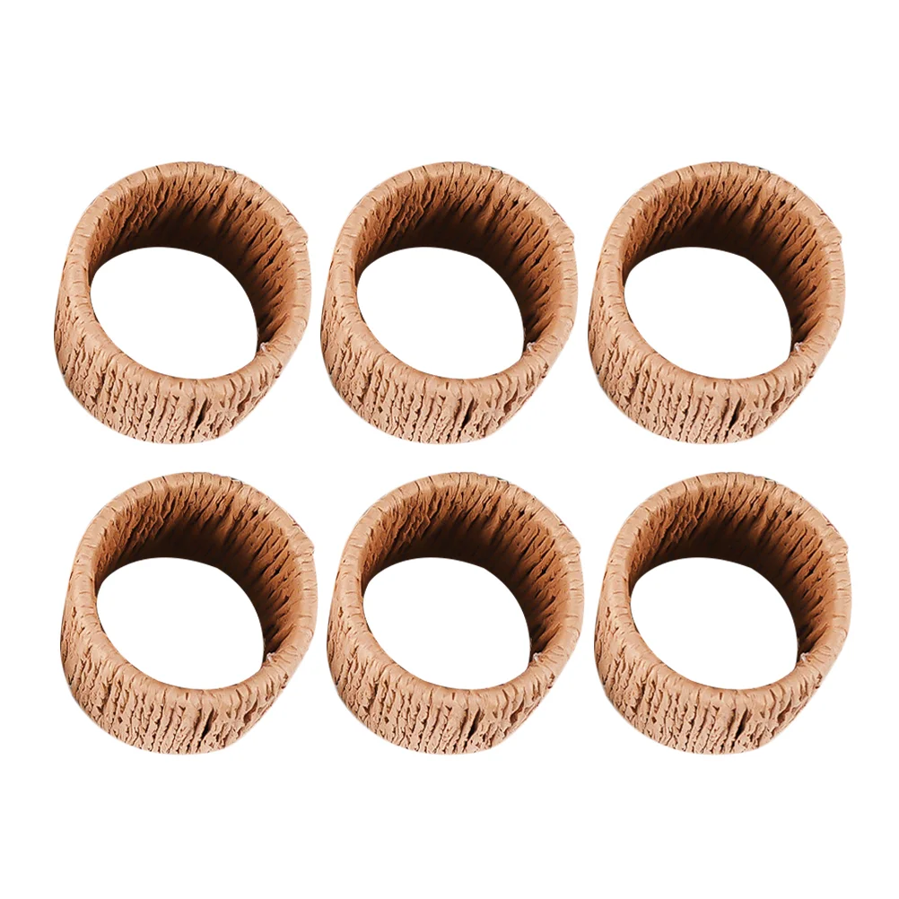

6 Pcs Straw Napkin Rings Vintage Decor Wedding Table Buckle Handwoven Holder Buckles Accessory Cattail Grass Holders For