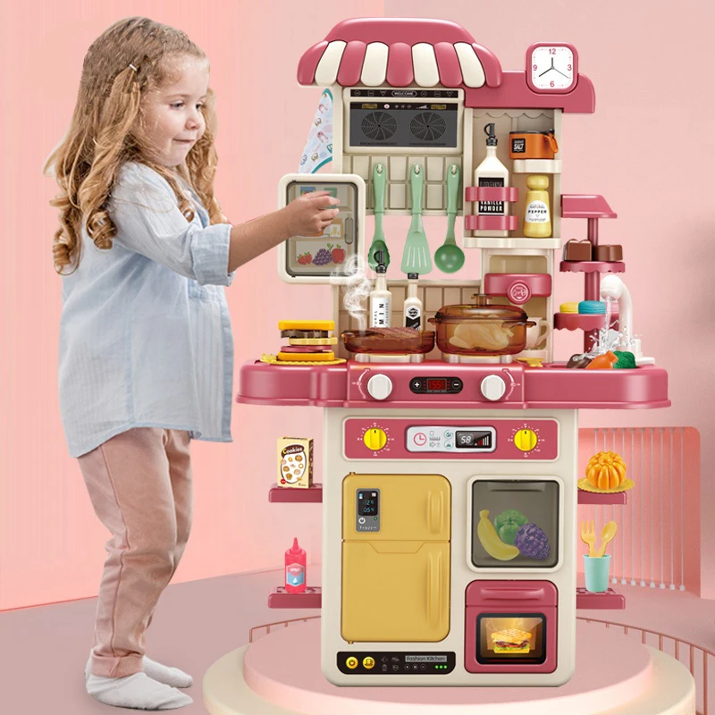 The kitchen table pretends to play with children's kitchen toy sets 3