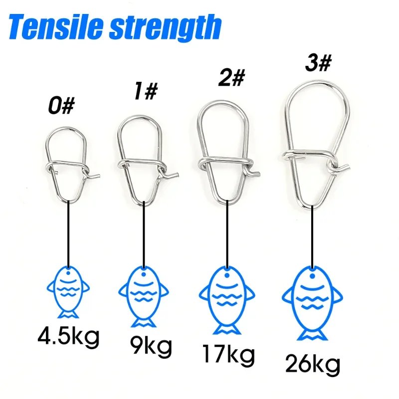 Stainless steel gourd snap safety fast clip 100/500pcs fishing lure rigs connector tool