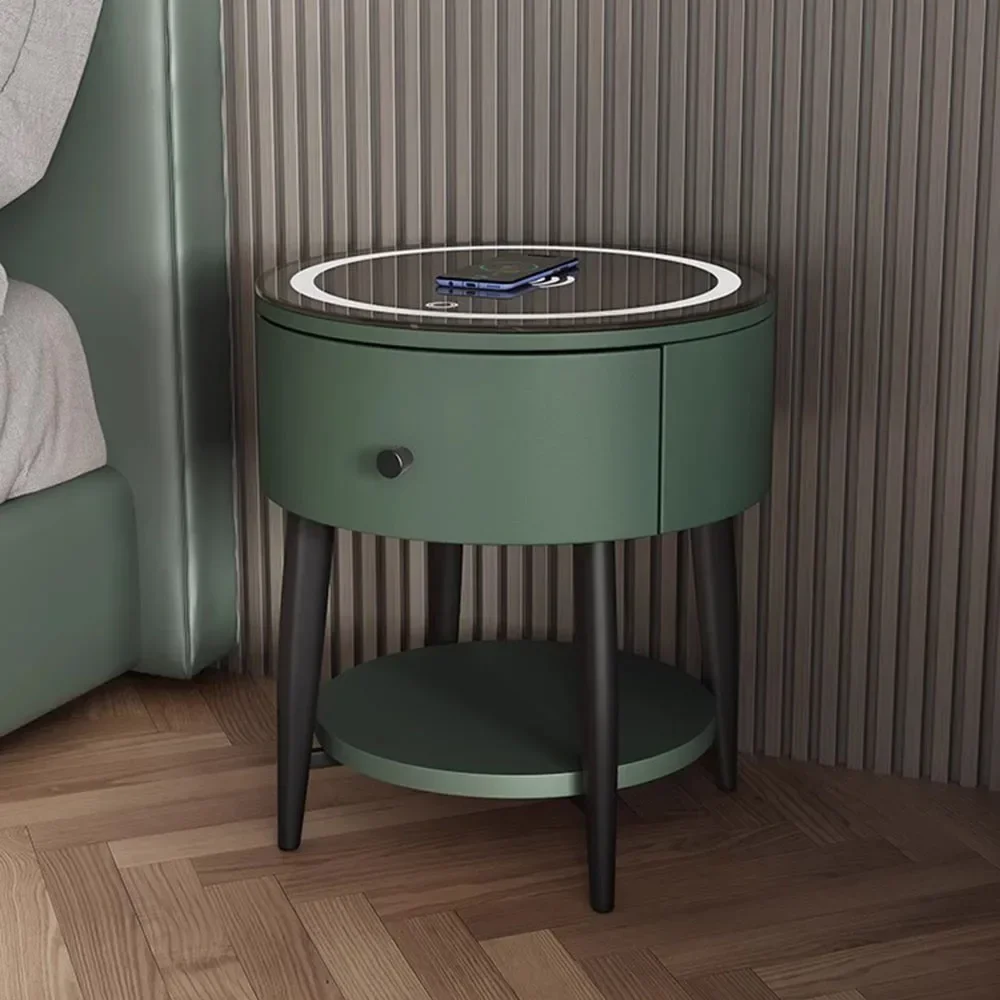 Smart Modern Nightstands Minimalist Multifunctional Drawers Design Nightstands Wireless Charger Sofa Nachttisch Decoration