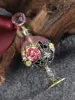 Vintage Glass Rose Flower Perfume Bottle with Butterfly Charm Decorative Fancy Crystal Perfume Decanter 8ml Empty Refillable 2