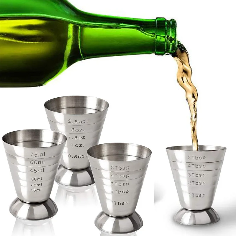 75ml Stainless Steel Measuring Cups Cocktail Tools Drink Mixer Accessories Alcohol  Measuring Cups Wine Bar Utensils - AliExpress