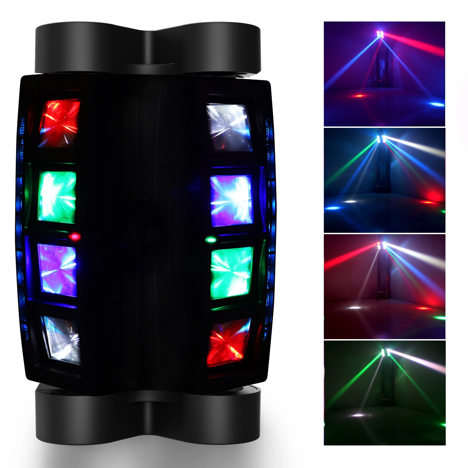 

60W Mini Spider Moving Head Light LEDs Beam DJ Lights RGBW Sound Activated and DMX512 Control for Party Pub Disco Stage Light