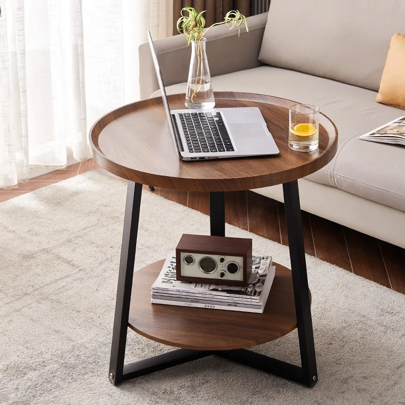 JOYLIVE Tea Table Simple Modern Sofa Side Table Household Round Double-layer Side New