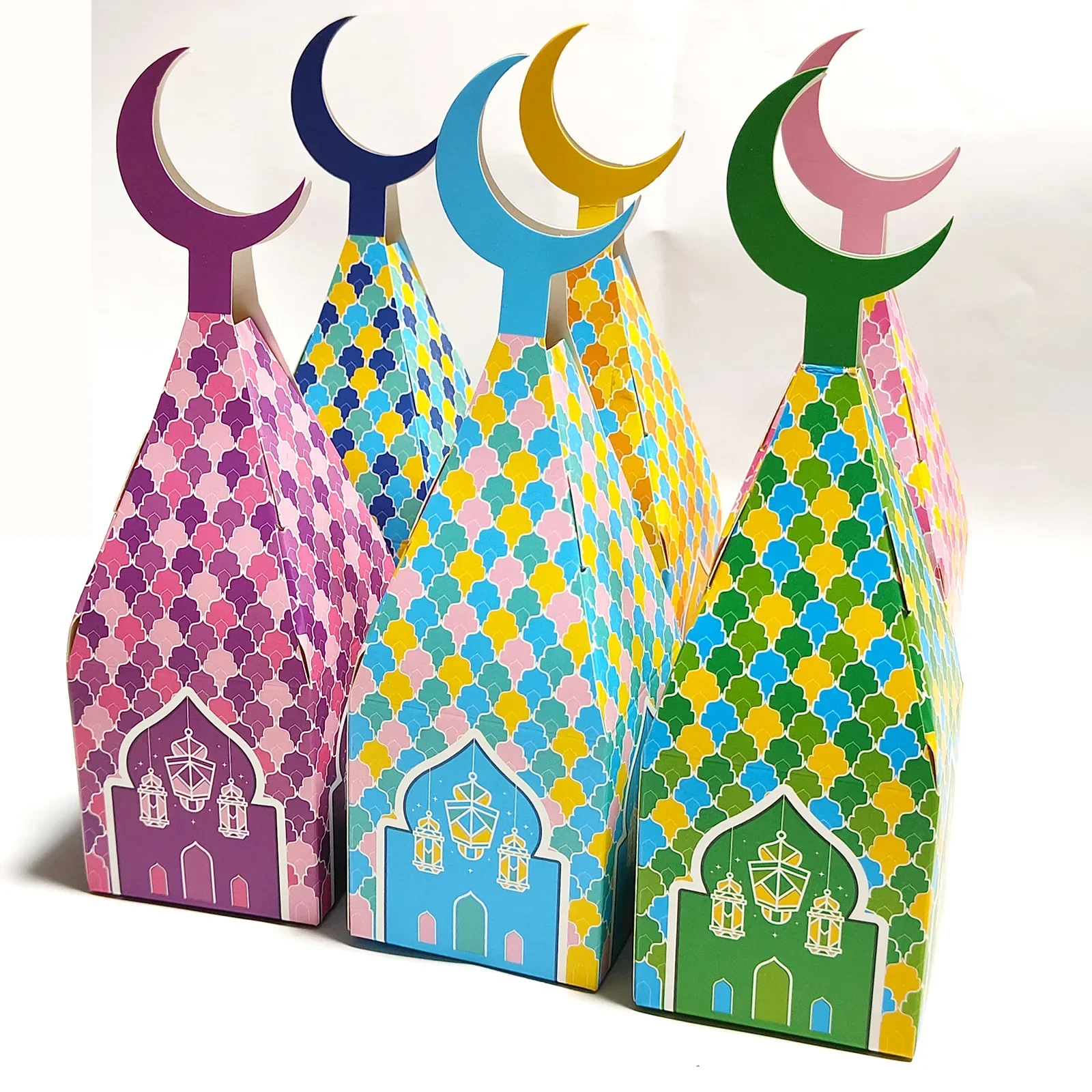 6PCS Moon candy Packaging Box Muslim Festival Gift Box Mosque Muslim Festival Gift Islam Party Decoration Products gift bag