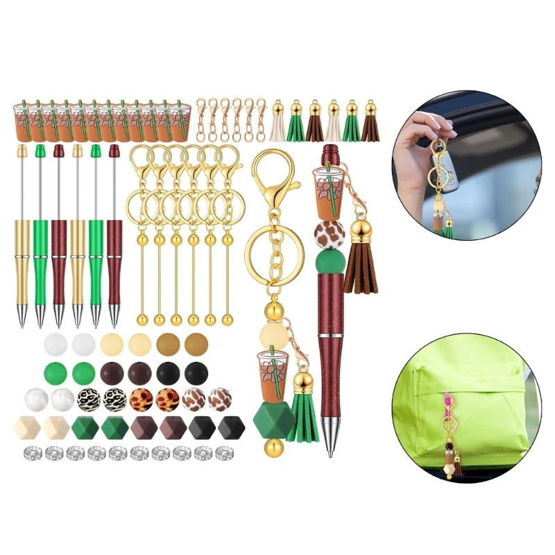 

86Pcs DIY Ballpoint Pen Set with Beadable Ballpoint Pen, Beads, Hooks and Tassels, DIY Funny Writing Pen