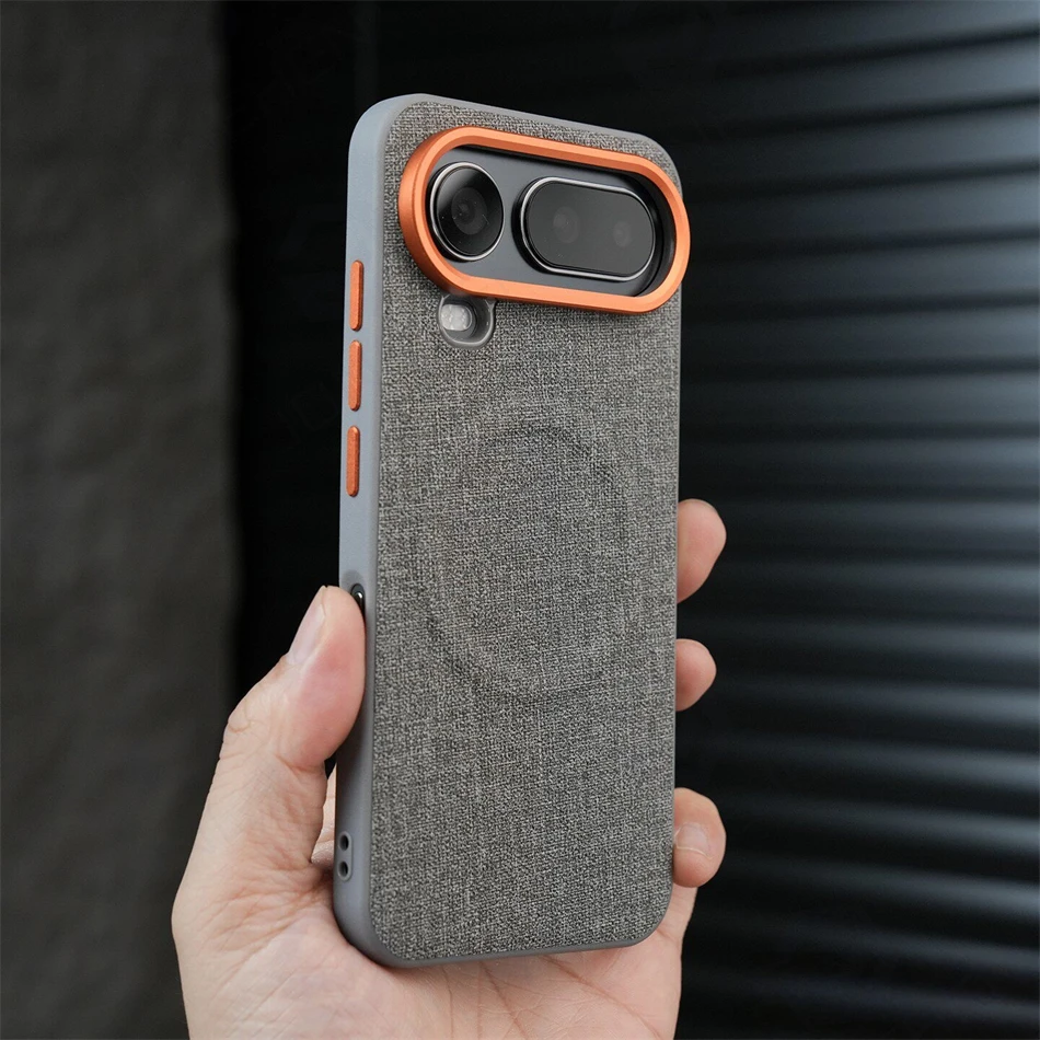 Elegant Business Cloth Texture Magnetic Case with Alloy Lens