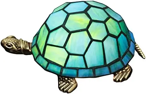 

Tortoise Table Lamp Tiffany Style Turtle Lamp Sea Blue Stained Glass Table Lamp Mini Cute Accent Animal Desk Night Light Retro C