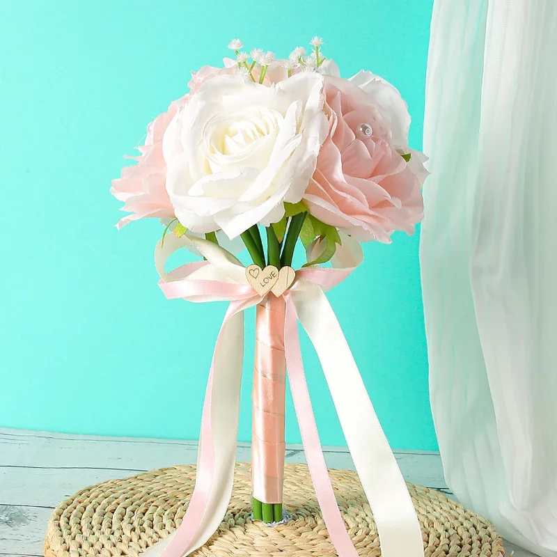 1pc Pink Rose Wedding Bride Bridesmaid Banquet Wedding Party Pearl Throwing Flower Photography Prop Valentine's Day Gift