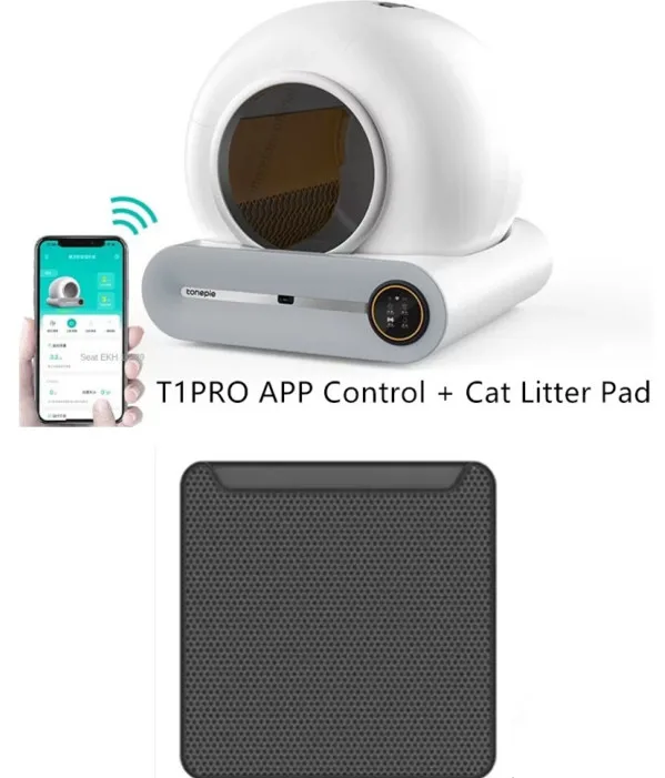Tonepie-caja de arena inteligente automática para gatos, desodorizador  iónico de 65L, con control por aplicación, versión en inglés
