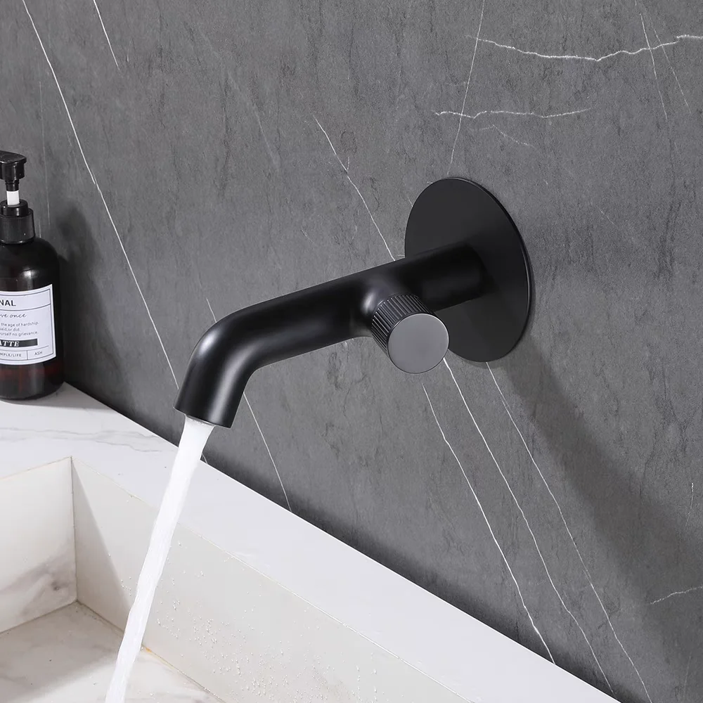 

Newest Brass Luxury Bathroom sink faucet Wall Mounted One Hole One Handle Hot cold water Lavabo faucet Top Quality washbowl Tap